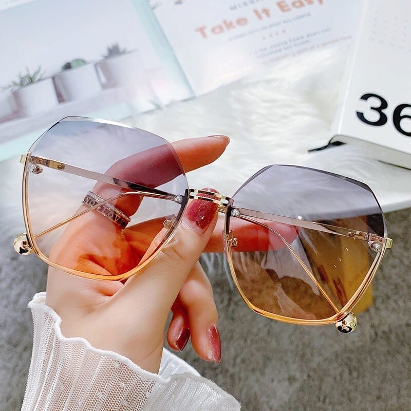 2022 Rimless Sunglasses Women Brand Design Gradient Color Sun Glasses Bennys Beauty World