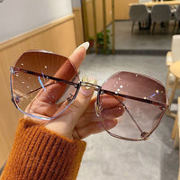 2022 Rimless Sunglasses Women Brand Design Gradient Color Sun Glasses Bennys Beauty World