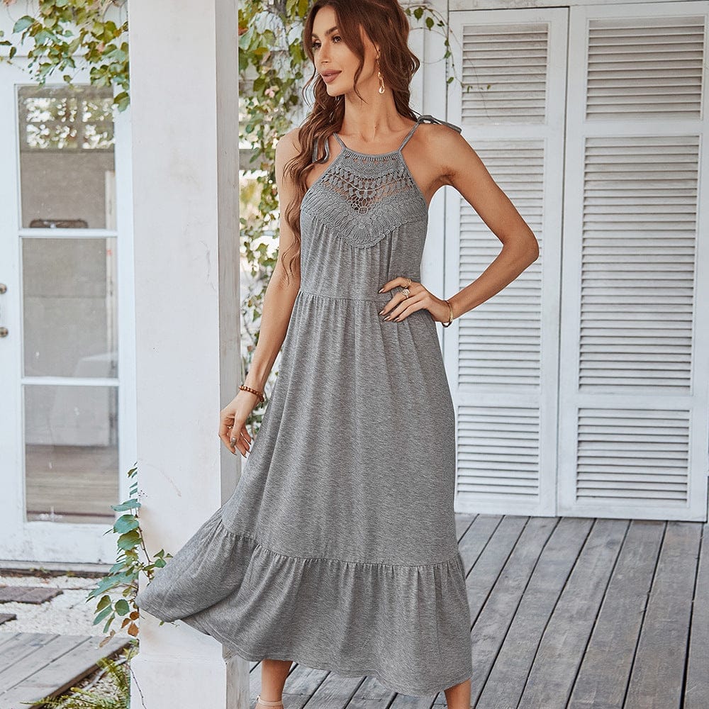 2022 Summer Dress women's Loose Solid Color Casual Maxi Dresses Bennys Beauty World