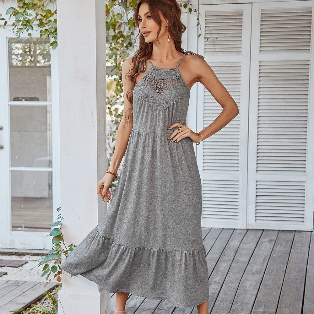 Loose Pure Color Linen Maxi Dresses Women Summer Casual Outfits