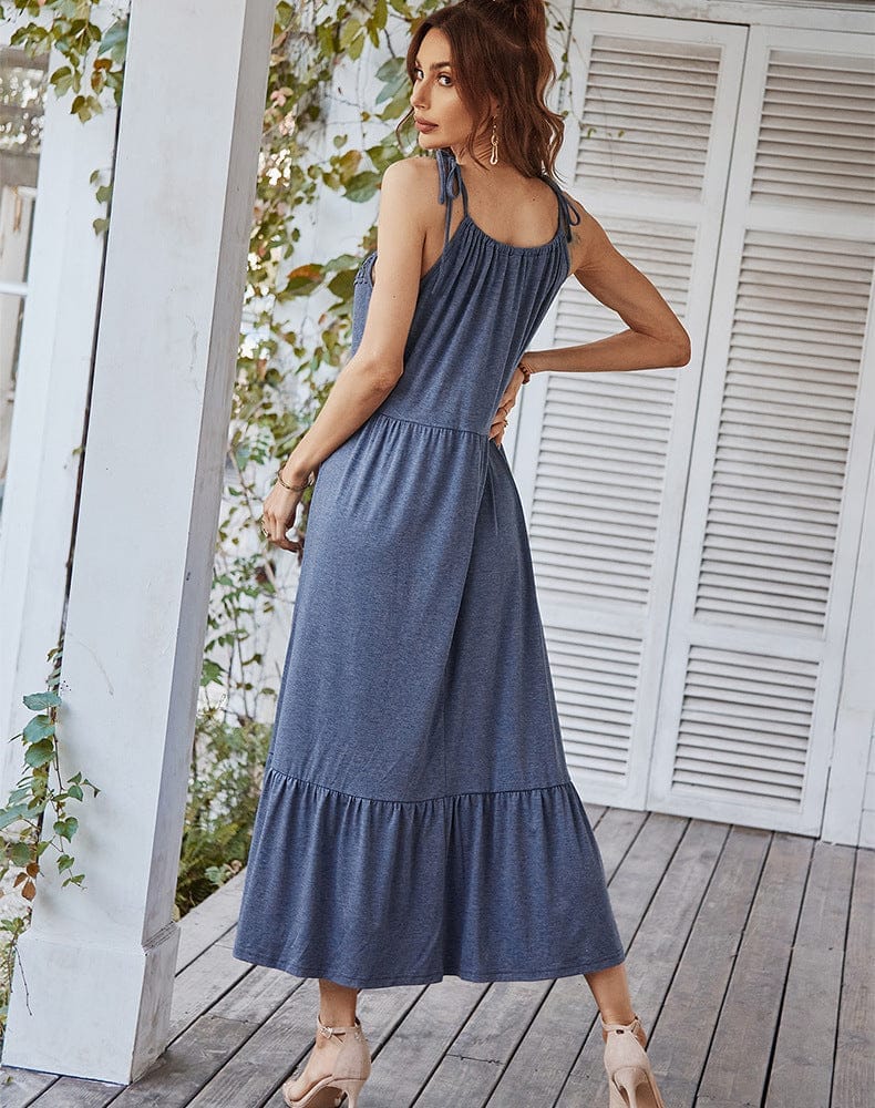 2022 Summer Dress women's Loose Solid Color Casual Maxi Dresses Bennys Beauty World