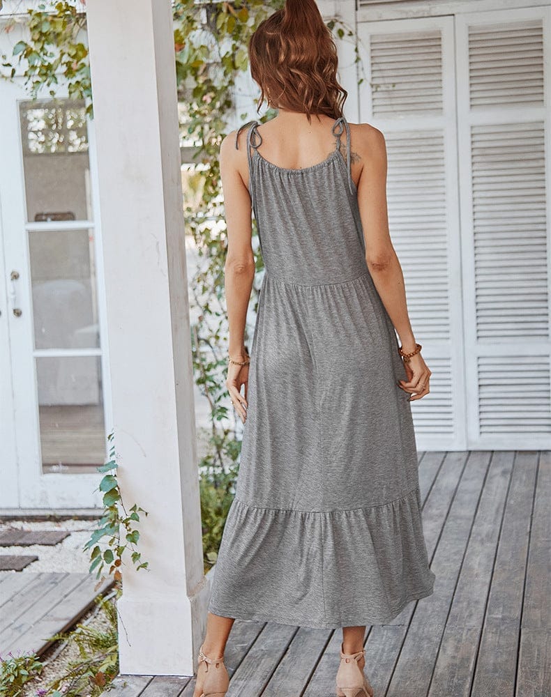 2022 Summer Dress women's Loose Solid Color Casual Maxi Dresses Bennys Beauty World