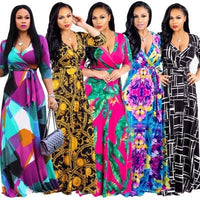 2022 Summer Fashion Women Tropic Floral Print Maxi Dress Bennys Beauty World