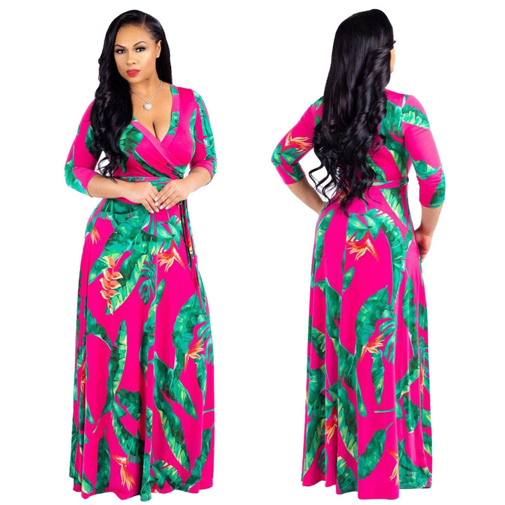 2022 Summer Fashion Women Tropic Floral Print Maxi Dress Bennys Beauty World