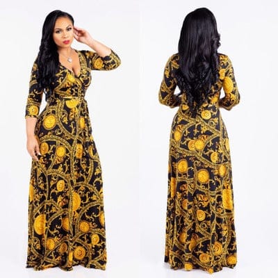 2022 Summer Fashion Women Tropic Floral Print Maxi Dress Bennys Beauty World