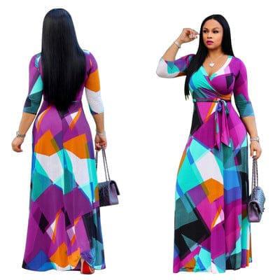 2022 Summer Fashion Women Tropic Floral Print Maxi Dress Bennys Beauty World