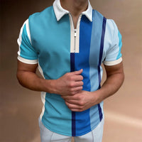 2022 Summer Plaid Striped Casual Mens Short Sleeve Polo Shirts Bennys Beauty World
