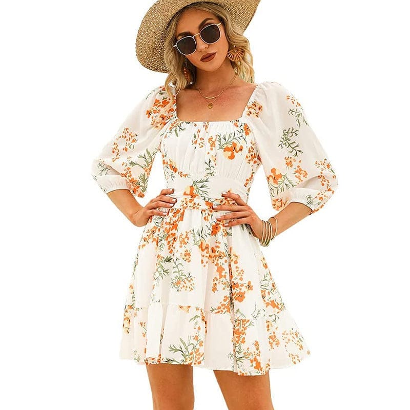 2022 Summer Women's Fashion Chiffon Printed Dress Bennys Beauty World