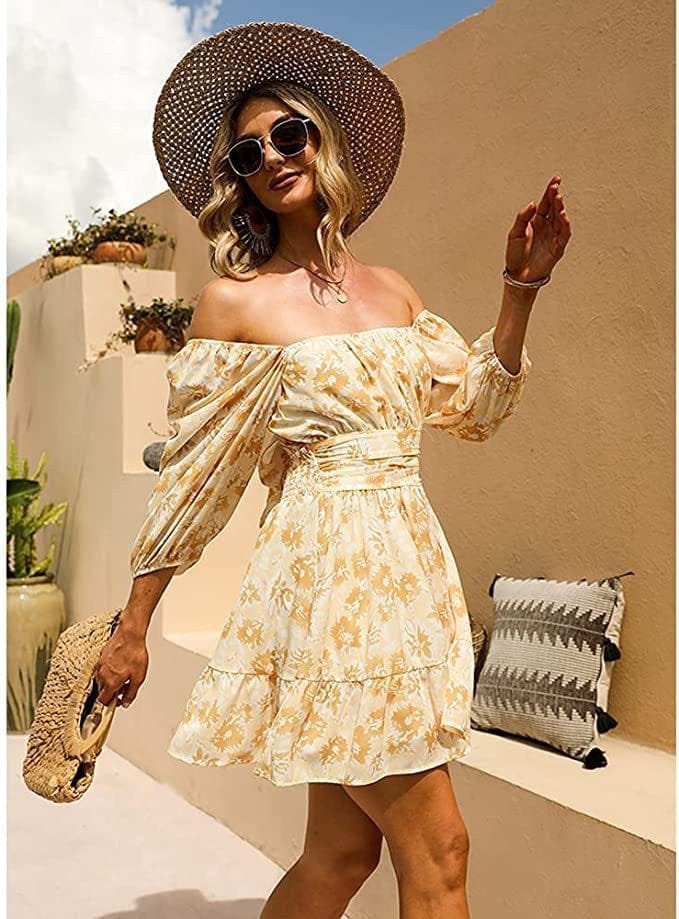 2022 Summer Women's Fashion Chiffon Printed Dress Bennys Beauty World