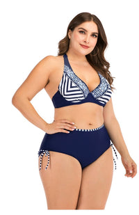 2022 Swimwear High Waist Two Piece Plus Size Printed Swimsuit Bennys Beauty World