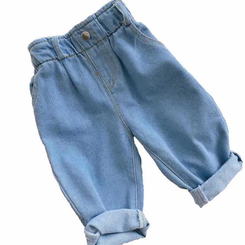 2023 Autumn And Winter New Jeans Baby Girl Clothes Baby Boy Clothes  High Waist Solid Color Warm Out Jeans Children's Clothing Bennys Beauty World