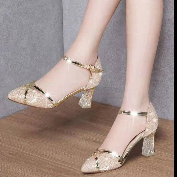 2023 Gold Women High Heels Summer Sequin Shoes Bennys Beauty World