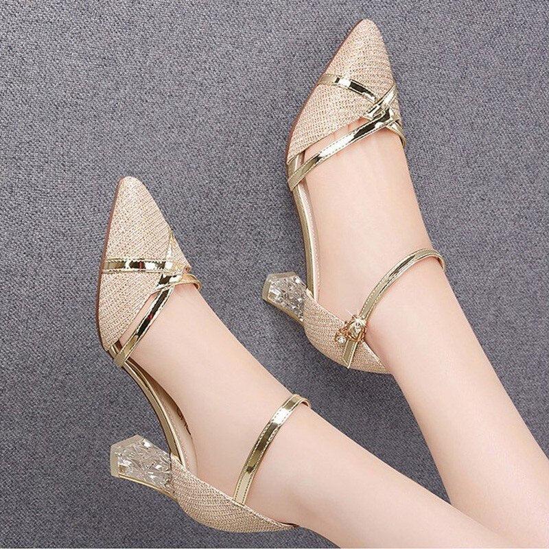 2023 Gold Women High Heels Summer Sequin Shoes Bennys Beauty World