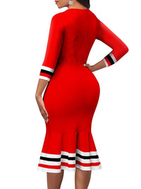 2023 Summer Dresses for Women Stripe Printed Round Neck Dress Bennys Beauty World