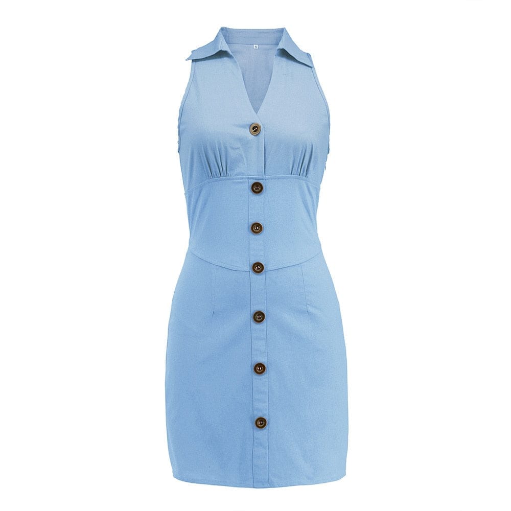 2023 spring/summer new women's sexy sleeveless A-shaped denim dress Bennys Beauty World