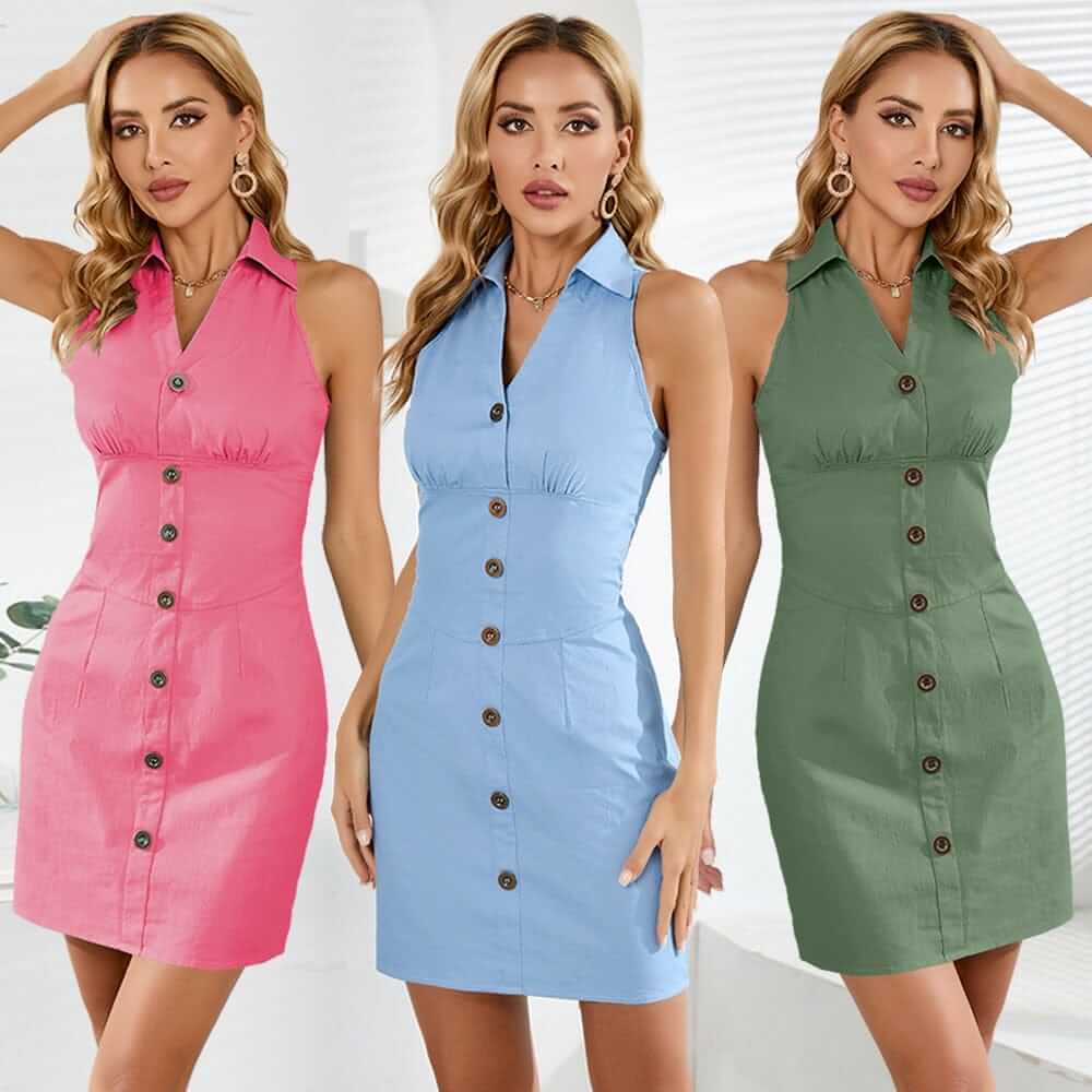 2023 spring/summer new women's sexy sleeveless A-shaped denim dress Bennys Beauty World