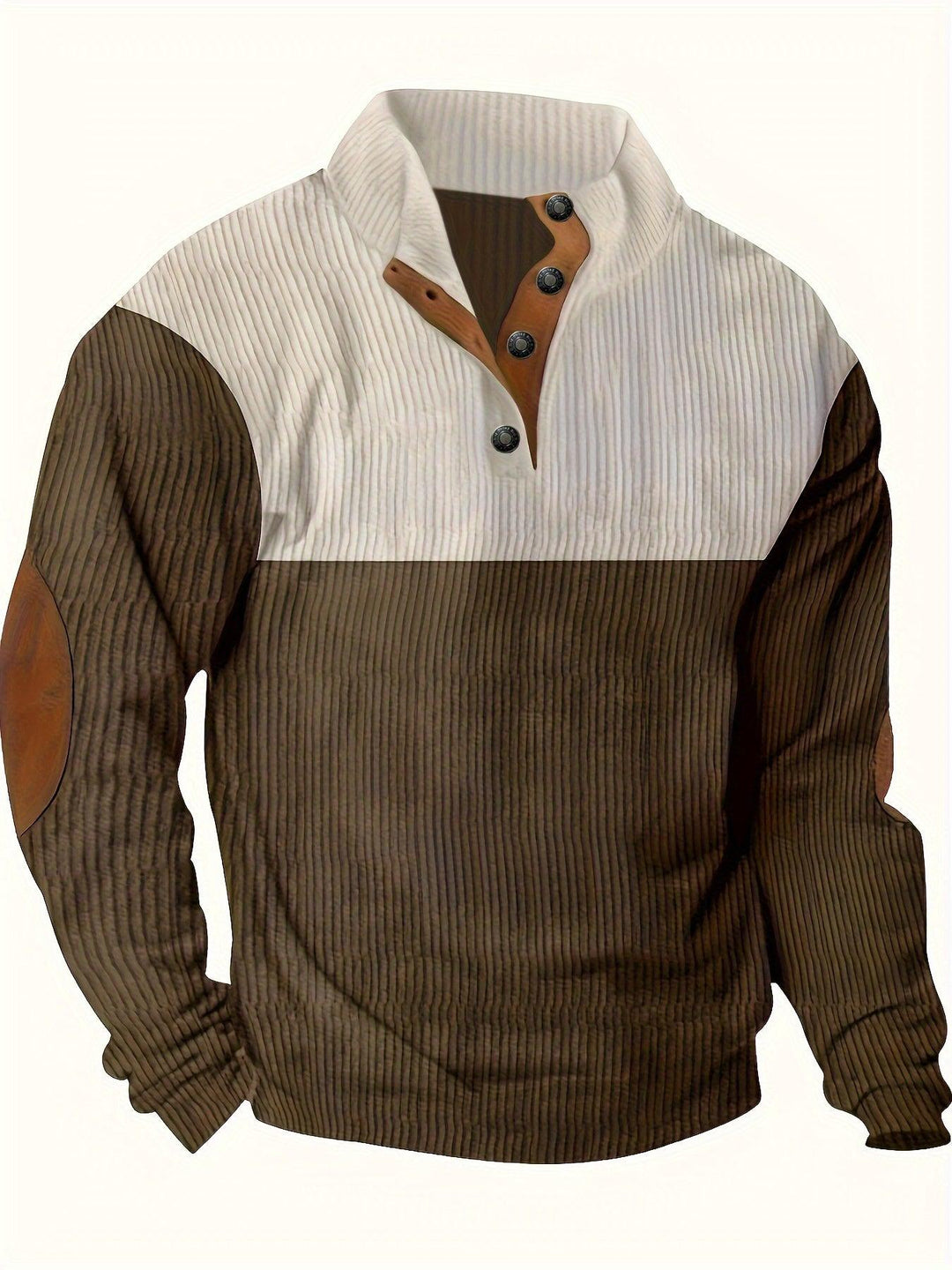 Men's Trendy Patchwork Long Sleeve Henley Shirt-Bennys Beauty World