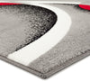 2305 Gray Black Red White Swirls 7'10 X 10'6 Modern Abstract Area Rug Carpet Bennys Beauty World