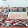 2305 Gray Black Red White Swirls 7'10 X 10'6 Modern Abstract Area Rug Carpet Bennys Beauty World