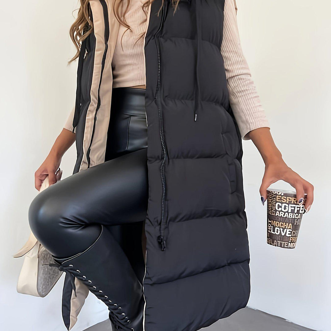 Casual Sleeveless Drawstring Warm Vest For Fall & Winter-Bennys Beauty World