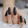 24 Piece Black Frosted Fake Nails Extra Long Ballerina Nails Bennys Beauty World