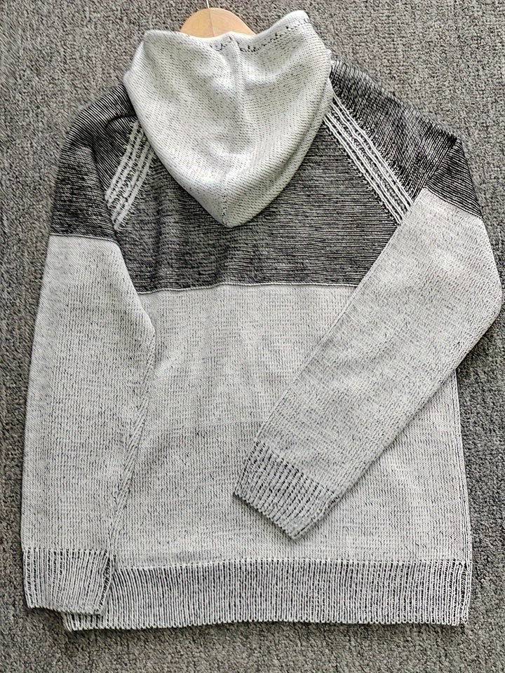 Color Block Knitted Sweater Hoodies For Men-Sweater-Bennys Beauty World