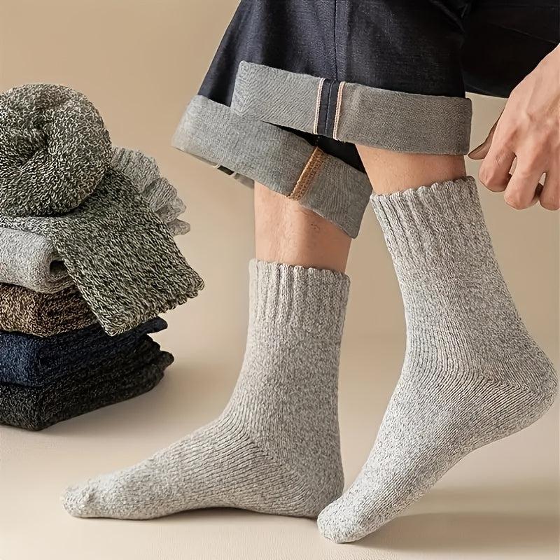 5 Pair Of Men's Trendy Warm Thermal Crew Socks-Bennys Beauty World