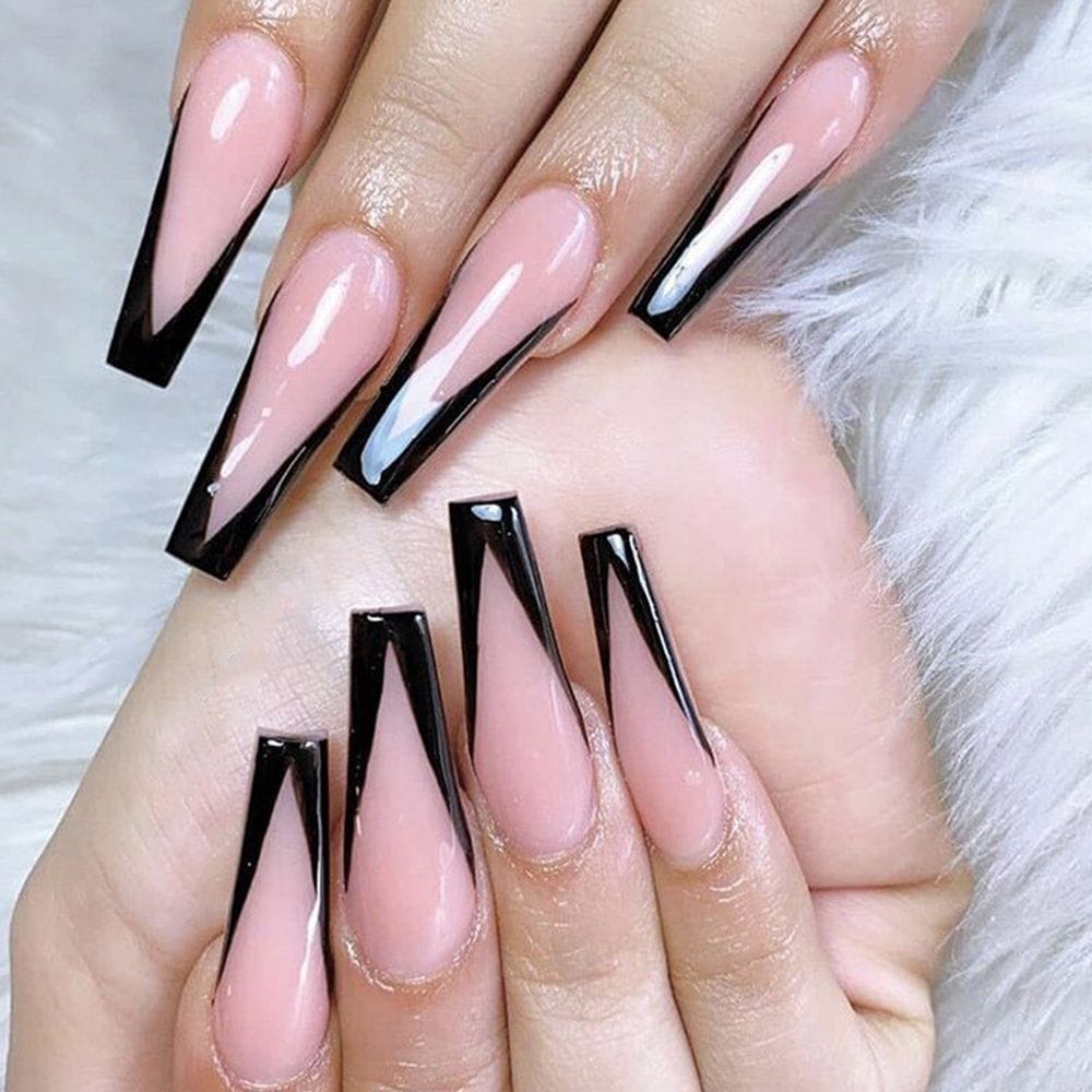 24Pcs/Box Detachable Gradient Pink Long Coffin False Nails Bennys Beauty World