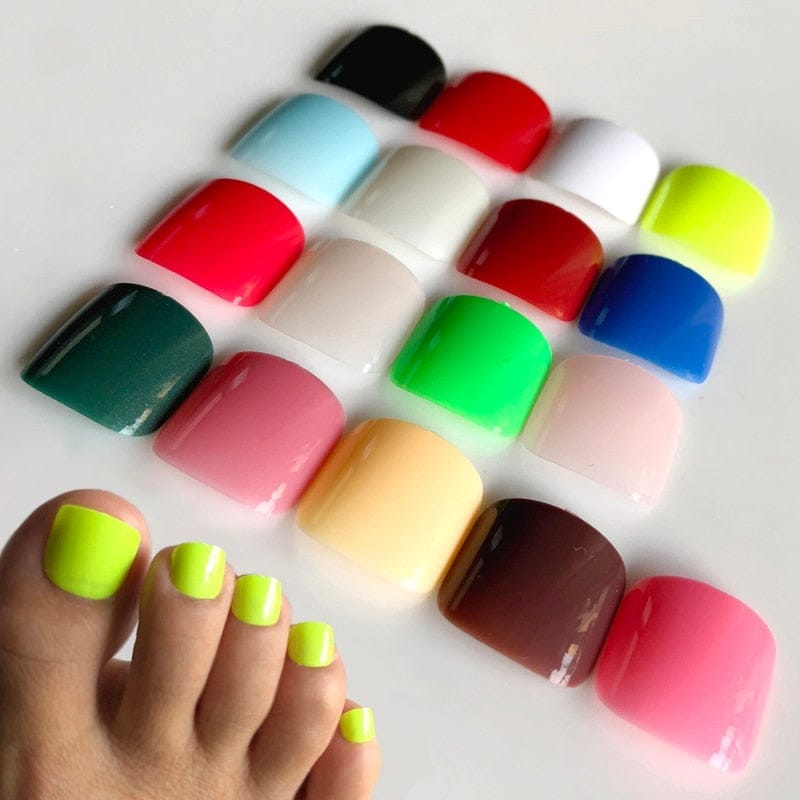 24Pcs/set Candy Color Artificial False Toe Nails Bennys Beauty World