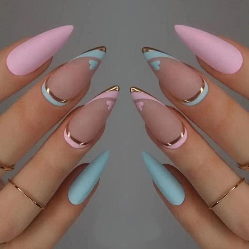 24pcs Long Stiletto Wearable French Fake Nails Bennys Beauty World