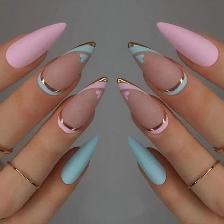 24pcs Long Stiletto Wearable French Fake Nails Bennys Beauty World