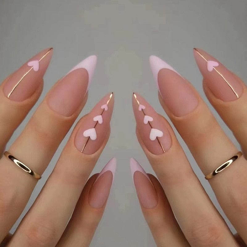 24pcs Long Stiletto Wearable French Fake Nails Bennys Beauty World