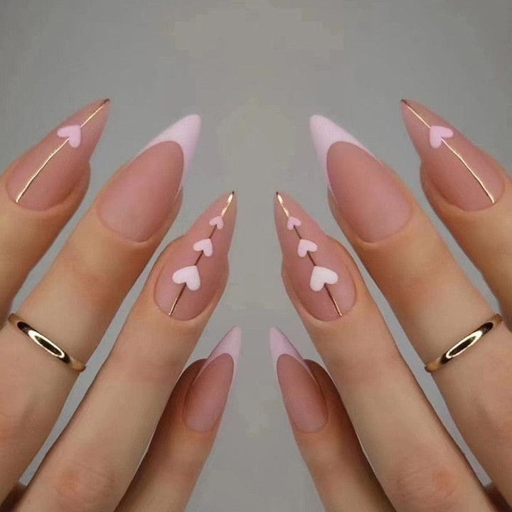 24pcs Long Stiletto Wearable French Fake Nails Bennys Beauty World