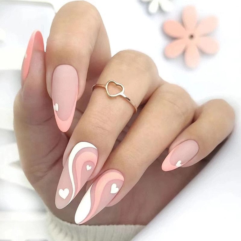 24pcs Long Stiletto Wearable French Fake Nails Bennys Beauty World