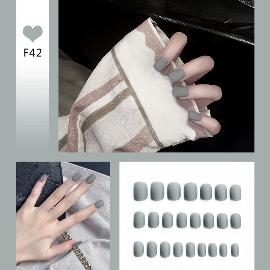 24pcs/box Full Cover fake Press on Nails Frosted Ballerina Acrylic Nails Bennys Beauty World