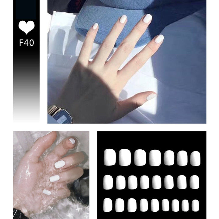 24pcs/box Full Cover fake Press on Nails Frosted Ballerina Acrylic Nails Bennys Beauty World