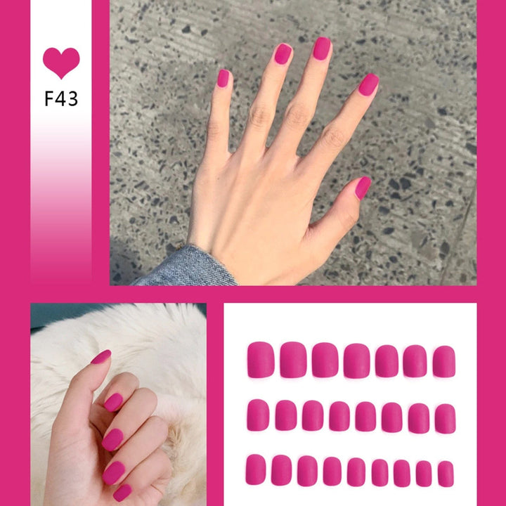 24pcs/box Full Cover fake Press on Nails Frosted Ballerina Acrylic Nails Bennys Beauty World