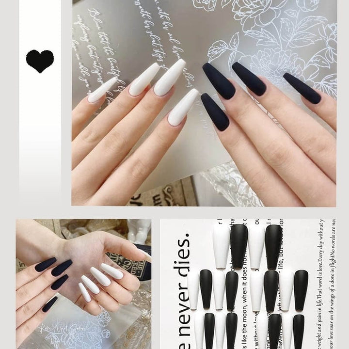 24pcs/box Full Cover fake Press on Nails Frosted Ballerina Acrylic Nails Bennys Beauty World