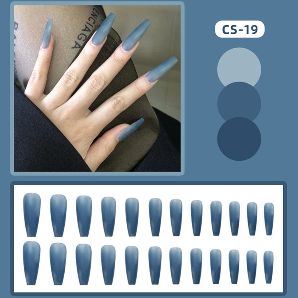 24pcs/box Full Cover fake Press on Nails Frosted Ballerina Acrylic Nails Bennys Beauty World