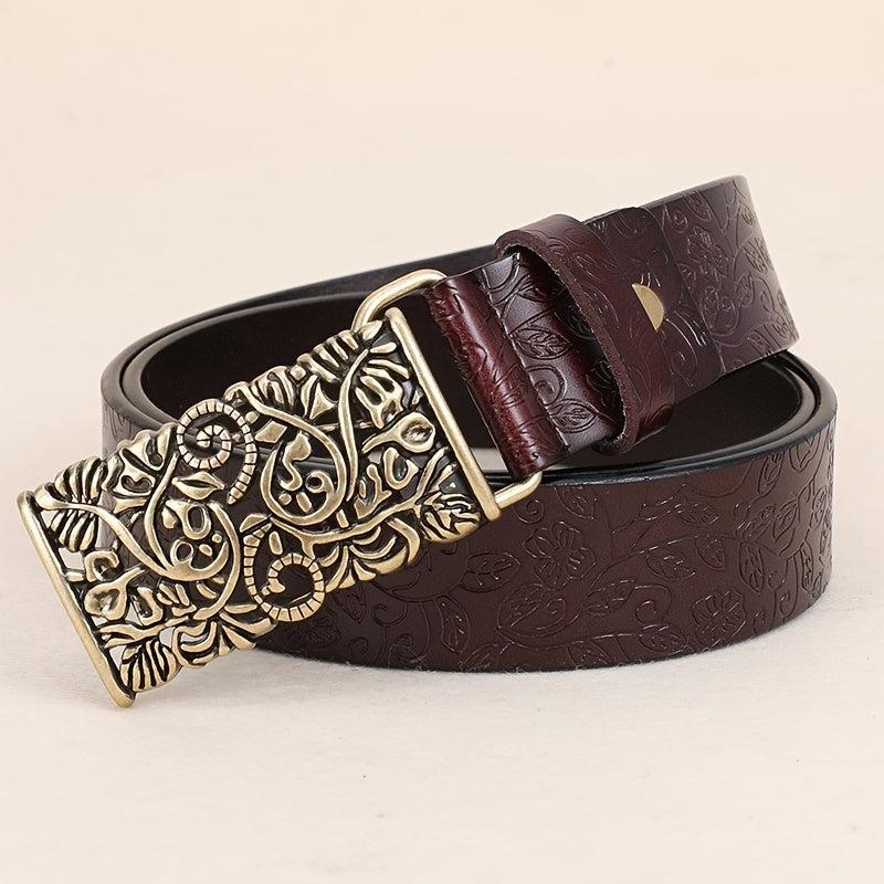 Vintage Embossed Leather Belt for Women's Jeans and Pants-Bennys Beauty World