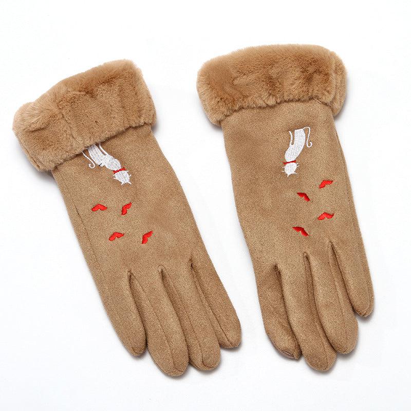 Gloves women winter suede gloves-Gloves-Bennys Beauty World