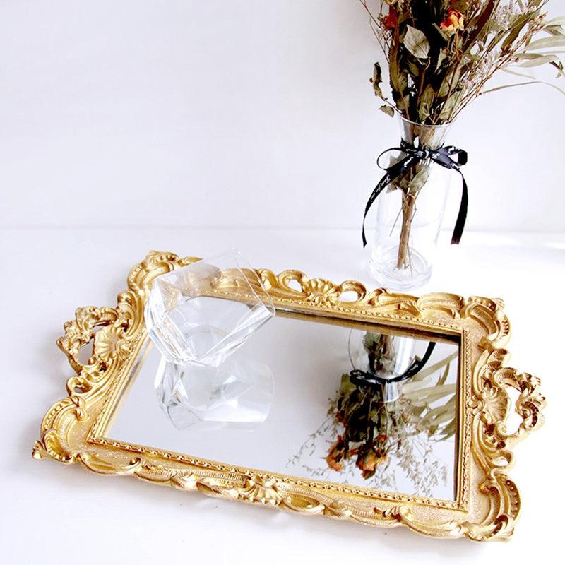 Golden Colour Mirror Decor Tray