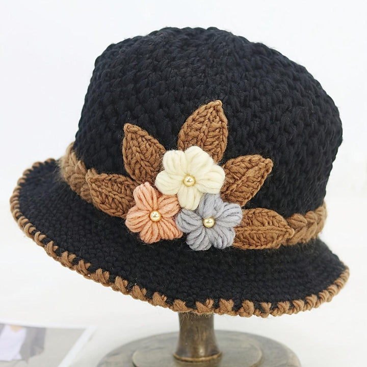 Chic Floral Crochet Bucket Hat - Lightweight Knitted Hats-Bennys Beauty World