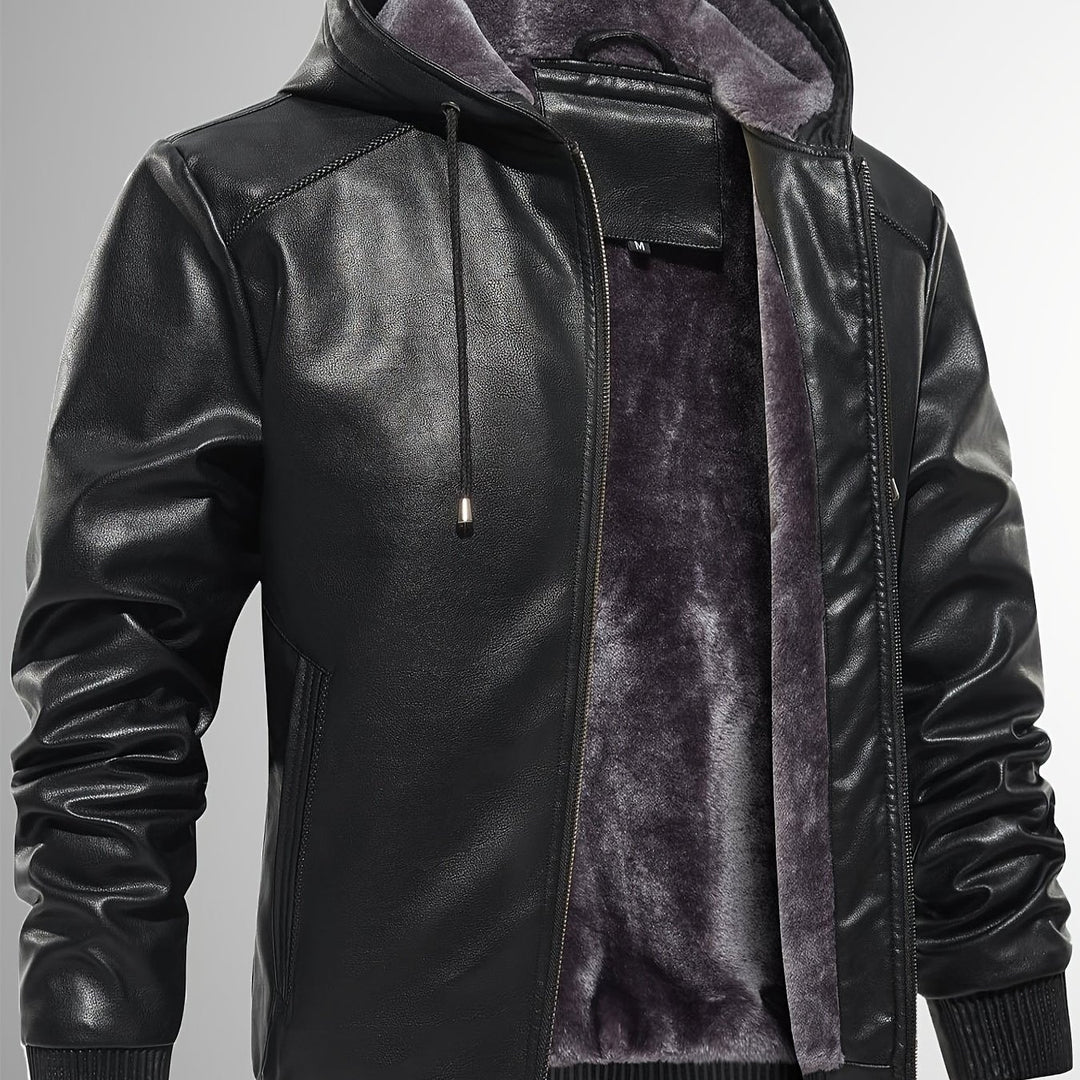 Men's Sherpa Lined PU Leather Jacket