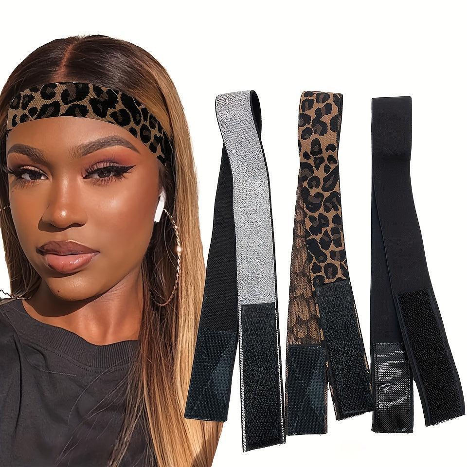 3 Pieces Wig Elastic Band Silvery Leopard Black Lace Melting Band-Hair band-Bennys Beauty World