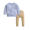 2PCS Baby Boys Clothes Long Sleeve Cotton Grey Sweater+Khaki Pants Bennys Beauty World