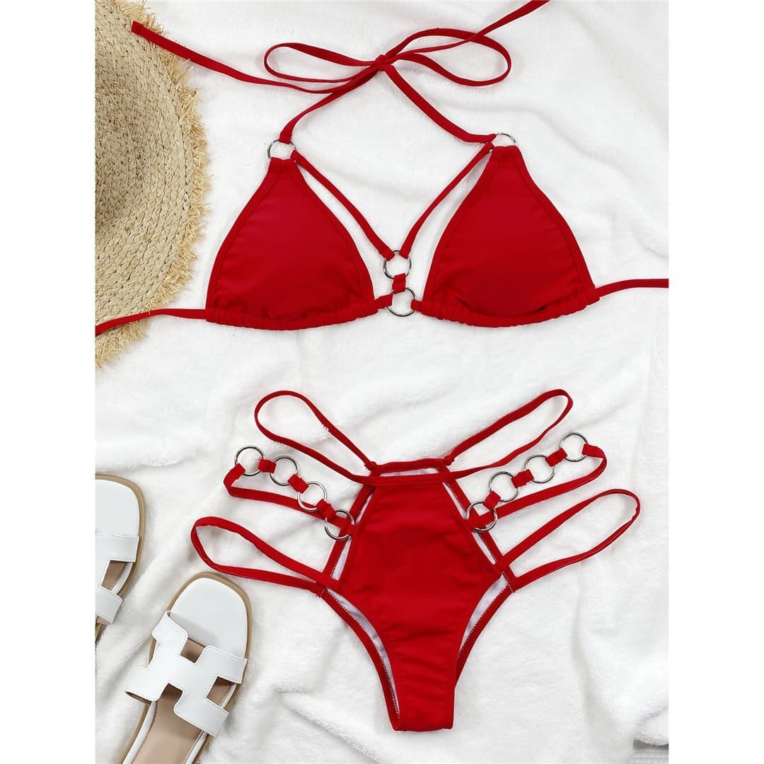 2PCs Sexy Rings Straps Cut Out Bikini Women's Swimwear Bennys Beauty World