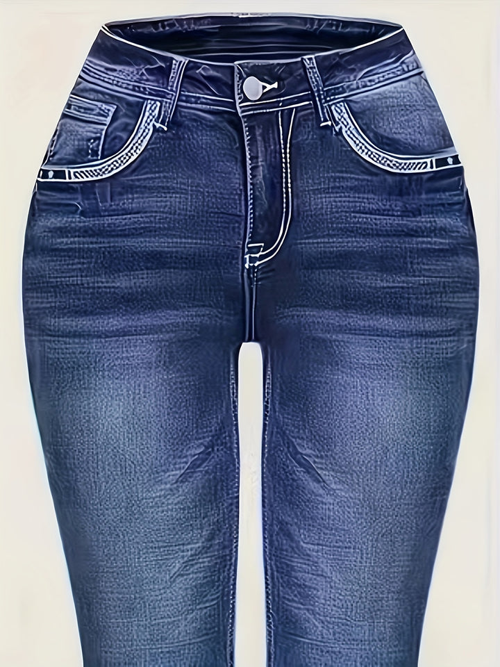 Women's Stretchy Denim Flared Pants-Bennys Beauty World