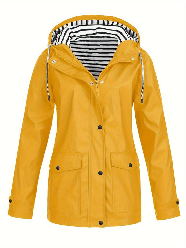 Cozy Lined Striped Zip Up Hooded Jacket-Jacket-Bennys Beauty World