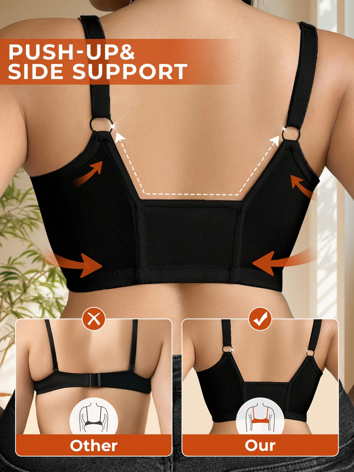 Women's Plus Size Underwire Front Closure Adjustable Bra